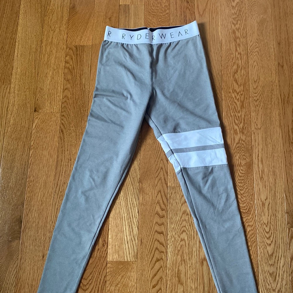 Ryderwear grey and white striped athletic leggings